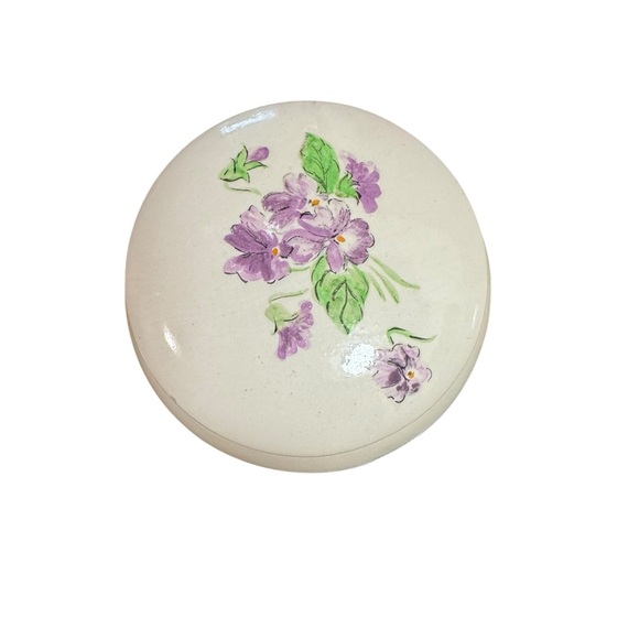 Source Unknown Other - Vintage Handmade Pottery Trinket Box Floral Lid Signed FA Heart Studio Art